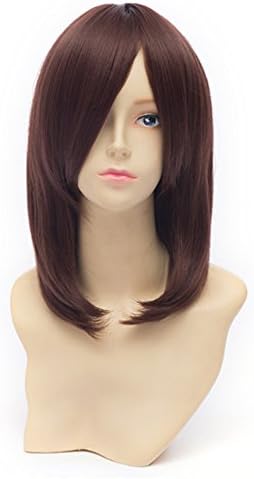 Flovex Short Medium Straight Anime Cosplay Wigs Women Natural Sexy Costume Party Daily Hair (Red Brown)