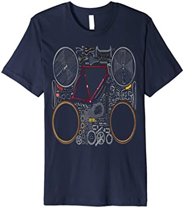 Mens Bicycle Parts T-Shirt - Deconstructed Bike for Cyclists Large Navy