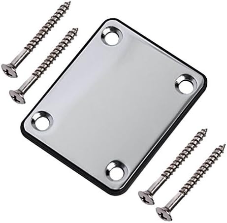 AIRSUNNY 1pc Neck Plate with Crews Chrome for Fender Replacement Electric Guitar Part