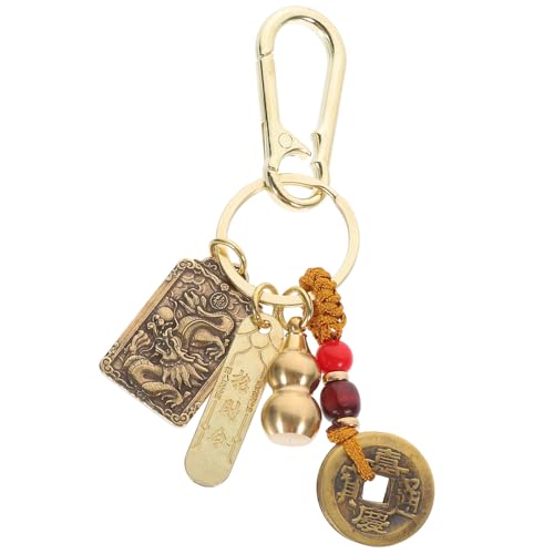 Holibanna Chinese Feng Shui Keychain Brass Wu Keychain with Feng Shui Coins Amulet Good Luck Backpack Charms for Wealth Fortune Health Longevity Success (Zodiac Dragon Style) at Amazon