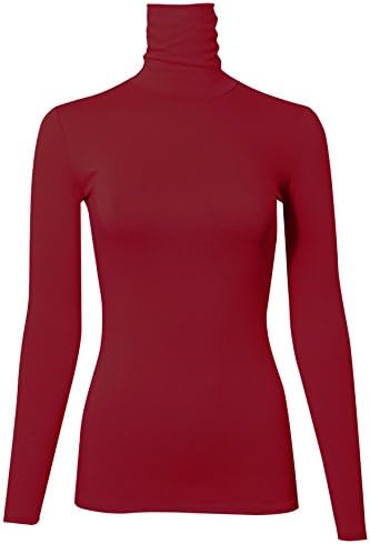 PINMUSE Women's Long Sleeve Turle Neck Top Sweater Made In USA Burgundy L