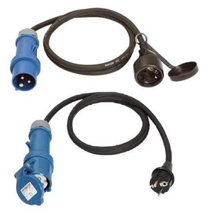 2 x ADAPTER CEE Stecker Kupplung 230V MENNEKES Camping H07RN-F 3x2,5mm² 16A 1,5m