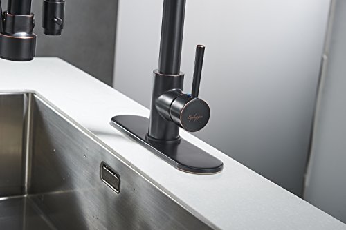 BWE Modern Oil Rubbed Bronze Commercial Pull Down Two Handle Kitchen Sink Faucet with Swivel Pull Out High Pressure Lock Sprayer Commercial Pre Rinse Faucet