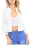 Kumer Women's 3/4 Sleeve Casual Work Office Blazer Open Front Cardigan Mini Blazer Jacket