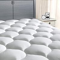 MASVIS Queen Mattress Pad Cover 8-21"Deep Pocket - Pillow Top Quilted Mattress Topper Overfilled 300TC Snow Down Alternative