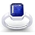 LMDPRAJAPATIS Natural Certified 7.25 Carat Original Unheated Untreatet Blue Sapphire (Neelam) 925 Sterling silver Ring Octagon Shape For Men & Women's