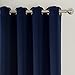 Sleep Well Blackout Curtains Toxic Free Energy Smart Thermal Insulated,52 W X 63 L Inch,Grommet Top,Set Of 2 Panels With Bonus Tie Back(Navy Blue)