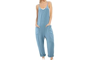 BETTE BOUTIK Womens Loose Overalls V Neck Sleeveless Romper Spaghetti Strap Long Pants Jumpsuits