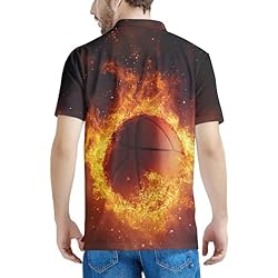 HUGS IDEA Fire Basketball Mens Golf Shirt Fashion