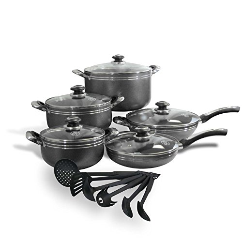 Click Here to See More Images Royal Cook 16 Piece Heavy Gauge Aluminum Non-Stick Cookware Set, Grey