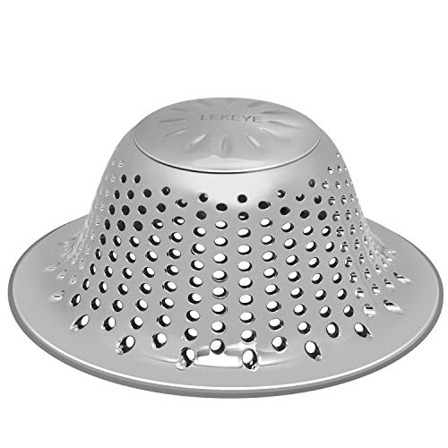 LEKEYE Drain Hair Catcher/Shower Drain Hair Trap/Strainer Stainless Steel Drain Protector-Silver