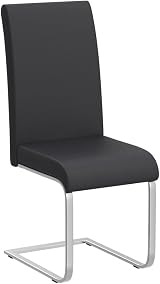 Yaheetech Modern Set of 4 Dining Chairs Leather PVC Chair with Metal Legs Dark view 4