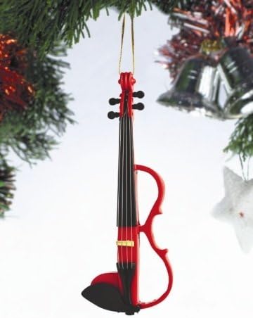 Red Electric Violin Ornament 5"