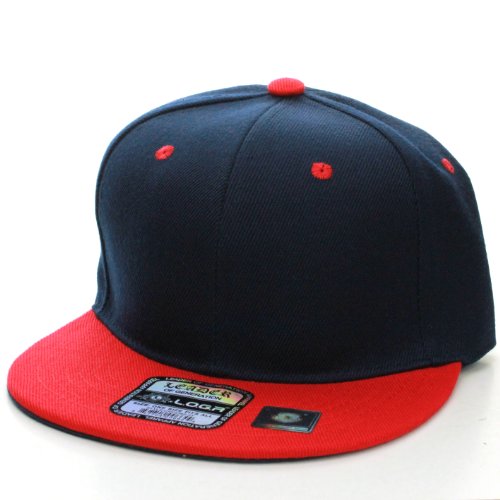 L.O.G.A. Plain Adjustable Snapback Hats Caps (Many Colors). (One Size, Navy Red)
