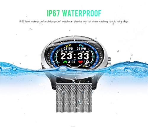 Lisin Smart Watch, N58 1.22Inch ECG Display Blood Pressure Heart Rate Monitor 3D UI Tracker Smart Watch (Silver) - Thumbnail 5