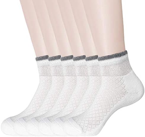 KONYWomen's Cushioned Diabetic Socks 6 Pairs - Non-Binding Wide Top Loose Cotton Ankle Socks Size 6-9
