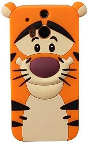 M8 Case,HTC One M8 Case,HTC One M8 Silicone Case,Bat King 3D Cute Cartoon Tiger Tigger Soft Silicon Gel Rubber Case Cover Skin for HTC One M8(Tiger)