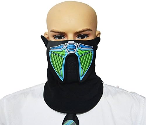 DNA Music LED Party Masquerade Mask With Sound Active For Dancing,Riding,Skating,Party, Halloween, and any Festival US SELLER !! (Silver Green Teal)