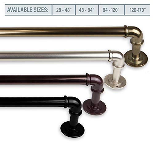 InStyleDesign Modern Industrial Steel Pipe 1-inch Dia. Adj Curtain Rod Bronze 48 to 84 inches Bronze Finish, Brown Finish - Thumbnail 4