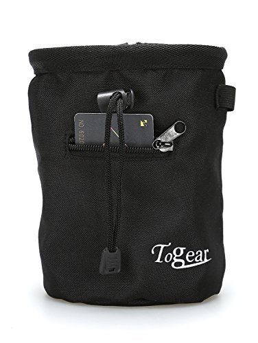 Togear Chalk Bag for Rock Climbing, Weightlifting, Bouldering & Gymnastics with Drawstring Closure, Quick-Clip Belt and Valuables Securely Holding Zippered Pocket