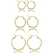 MOWOM Gold Tone Stainless Steel Hoop huggie Earrings Classic Charm Elegant (3 Pairs)