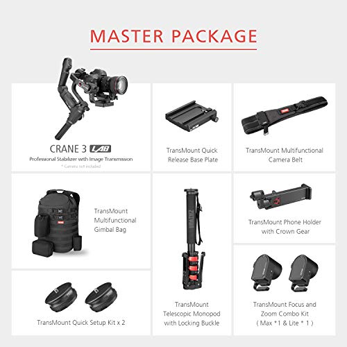 Zhiyun Crane 3 LAB 3-Aixs Gimbal Stabilizer for DSLR Mirrorless Cinema Cameras,Touch Control,Versatile Structure,Motionlapse,Image Transmission,All-Inclusive Control Panel,4.5kg Payload (Master Pack) - Thumbnail 6