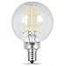 Feit Electric BPG1660/827/LED/2 Decorative Glass Filament LED Dimmable 60W Equivalent Soft White Globe Bulb, Clear, 2-Pack