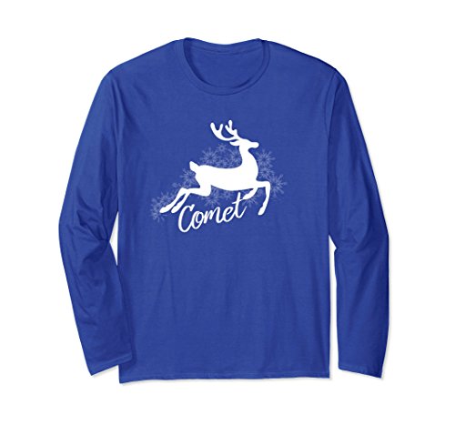 Unisex Santa &amp; Reindeer Comet Matching Family Christmas T-Shirt Small Royal Blue