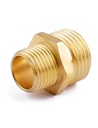 Litorange   Juego de 2 mangueras de jardín de latón a manguera de montaje industrial, conector giratorio rápido para pulgar verde, rosca doble macho y hembra, tamaño de tubería de 3 4" x 1 2"