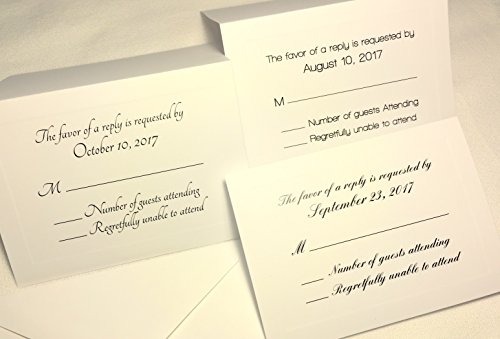 50 Custom RSVP Response Cards with Envelopes. Ivory Cards with Elegant Raised Panel Edging. Personalized Wedding, Anniversary, Party RSVP. Several Font Choices. Fold Tent Style. (Modern Flair)