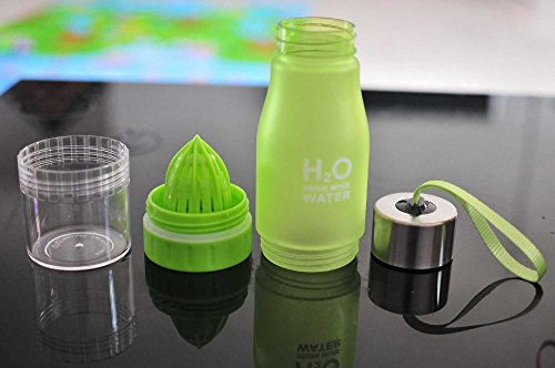 CoolKo Newest Leak Proof Portable 650ML GreenH2O Infuser Sports Water Bottle Health Juice Fruit Squeezer Cup, Own Natural Flavored Fuit Infused Water for Healthy Drinks - Stainless Steel Bottle - Thumbnail 2