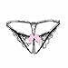 Defline Women Sexy Lace Thong Fancy Panties Pearl Massage Underwear T-Back Open Crotch Lingerie Tanga