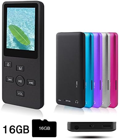 Ultrave Portable 16GB MP3 Player MP4 Player Hi-Fi Sound Music Player Expandable up to 64GB Supports FM Radio E-book Photo Viewer with Mini USB Port, Black