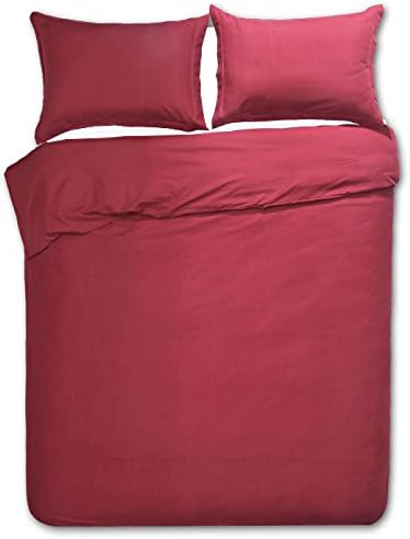 Word of Dream Brushed Microfiber 2 PC Solid Duvet Cover Set, Twin, Burgundy