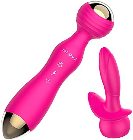 Ergonomic Design Portable Silicone Wand Powerful 7 Modes USB Charging with Smart Heating Waterproof Rose Red