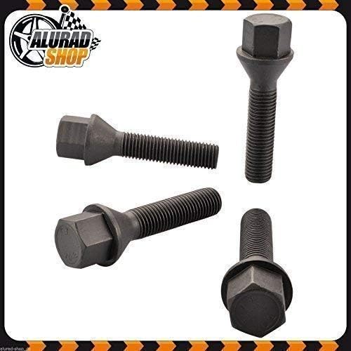 Haskyy 10 Wheel Screw Bolts Black Cone Taper M12x1, 25 in Different Shaft Lengths to Choose - Black, 40mm