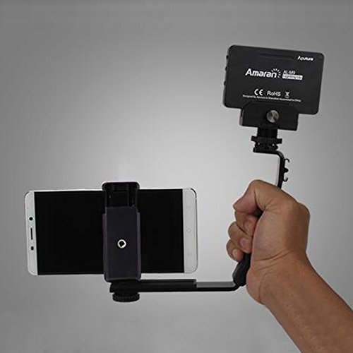 image for UTP Universal Microphone Stand L Bracket Camera Grip with 2 Hot Shoe M