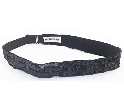 Wardani, Sequin & beads adjutable headband Bright (Black)