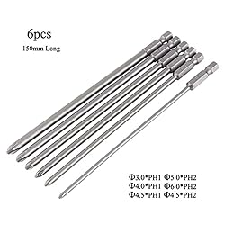 6pcs Phillips Screwdriver Drill Bits 150mm Long