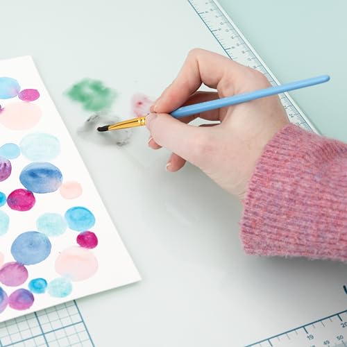 We R Memory Keepers Glass Cutting Mat, White, Sturdy Craft Work Surface, Easy Cleanup, Measuring, Draw Straight Lines, Good for Polymer Clay, Ink, Paint, Card Making, Paper Cutting, and More
