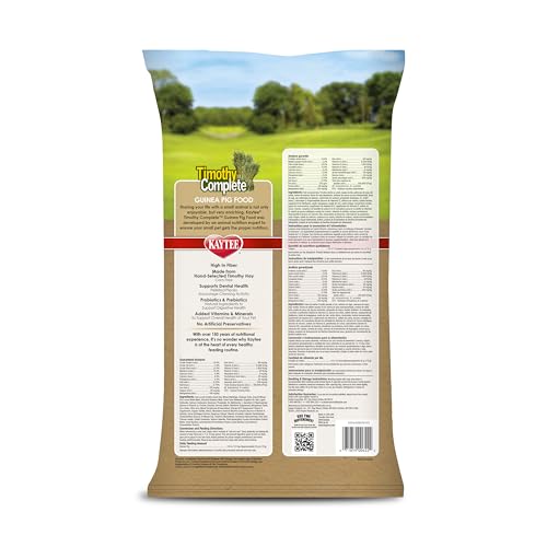 KAYTEE TIMOTHY COMPLETE GUINEA PIG FOOD, MADE WITH TIMOTHY HAY, HIGH IN FIBER, SUPPORTS DENTAL HEALTH AND DIGESTION, LONG-LASTING VITAMIN C, 9.5 POUNDS