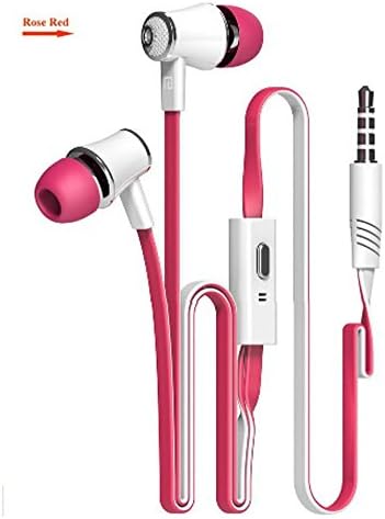 iMujin TropiFit In-Ear Earbud Headphones (Rose Pink) with Microphone Mic - Universal 3.5mm Stereo HD Stereo Sound Headsets - Sport Ergonomic Comfort &amp; Secure Fit Earphones Rose