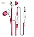 iMujin TropiFit In-Ear Earbud Headphones (Rose Pink) with Microphone Mic – Universal 3.5mm Stereo HD Stereo Sound Headsets - Sport Ergonomic Comfort & Secure Fit Earphones Rose