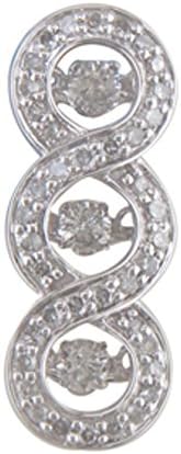 10K White Gold Dancing Diamond Three Stone Pendant with 18" Chain (6)