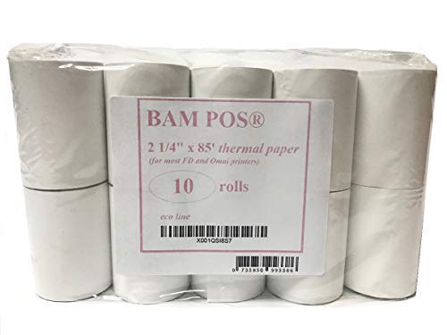 BAM POS, Thermal Receipt Paper 2 1/4" x 85' Paper Tray Pack (10 Rolls) for First Data FD130, FD50, FD55, Verifone Omni