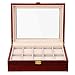 Uten Watch Box, 10 Slots Wooden Watch Case with Removable Watch Pillow, Metal Clasp Watch Display, Watch Box Organizer for Men and Women