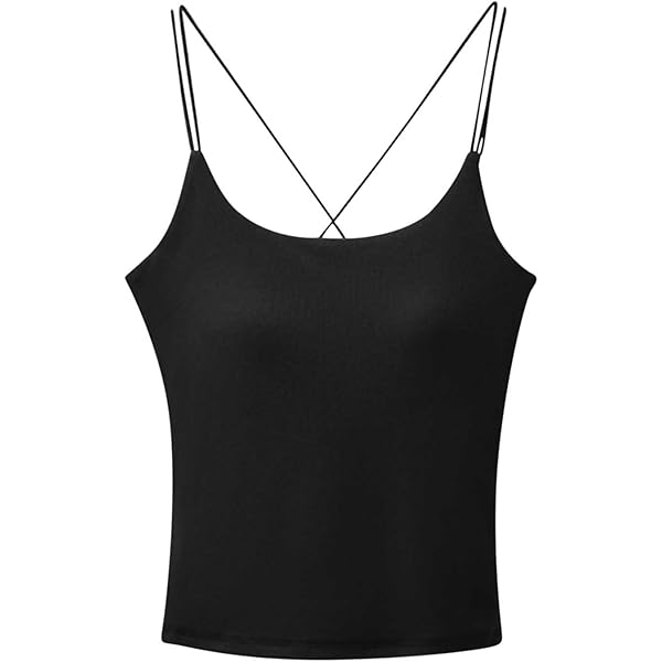 SOUGAO Women's Basic Camisole Spaghetti Strap Tank Top with Built