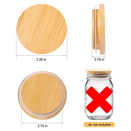 Bamboo Mason Jar Lids Wide Mouth Storage Canning Jar Lids, 4 Pack Lids