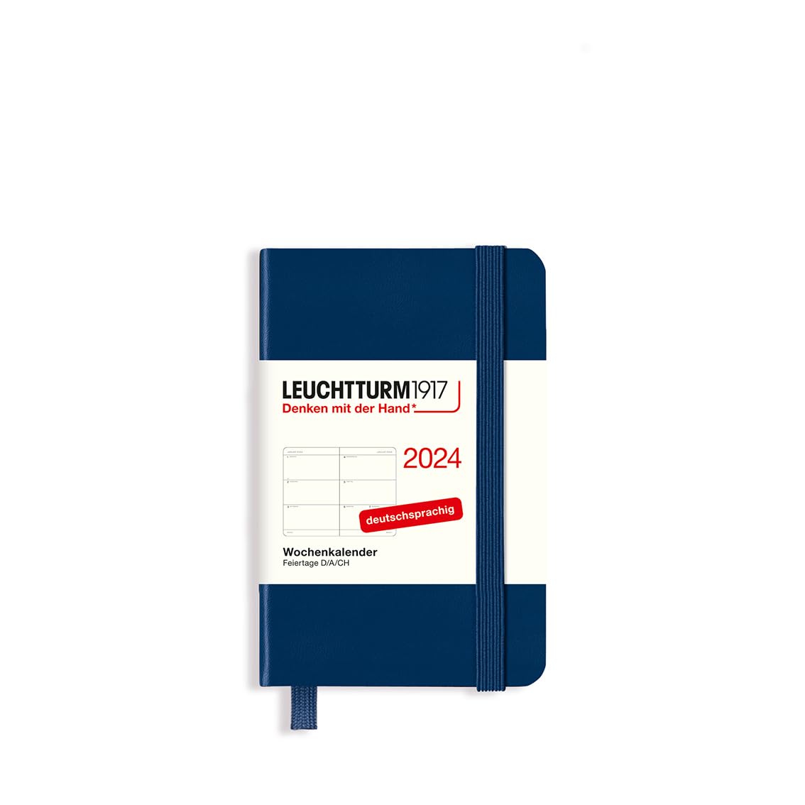 LEUCHTTURM1917 367643 Weekly Planner Mini (A7) 2024, Navy, German, 12 Months