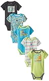 DC Shoes Co Baby-Boys Newborn 5 Pack Bodysuits - Blue Lime Dark Gray Group
